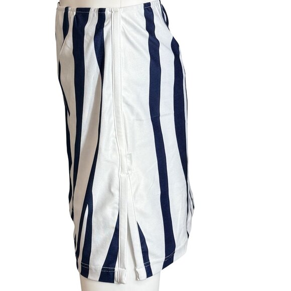 Nike Skirt Womens M White Navy Striped High Waist Mini 88% Polyester Dri-Fit - Picture 4 of 10